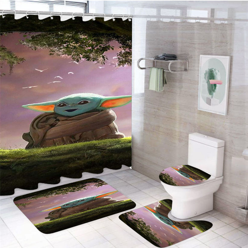 Baby Yoda Star Wars 4Pcs Bathroom Set Shower Curtain