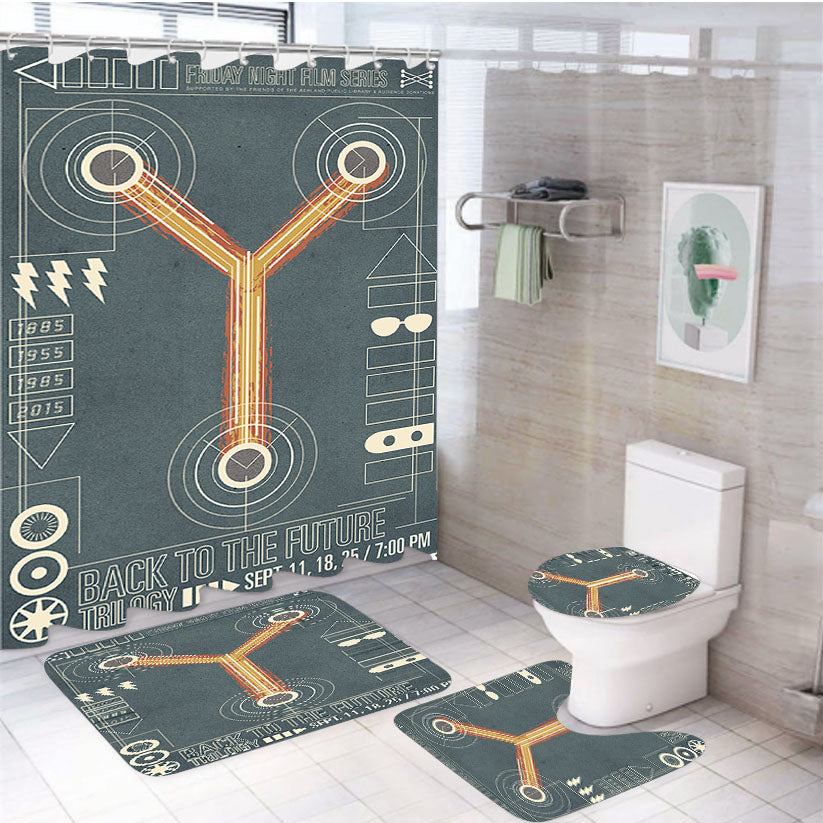 Back To The Future Flux 4Pcs Bathroom Set Shower Curtain