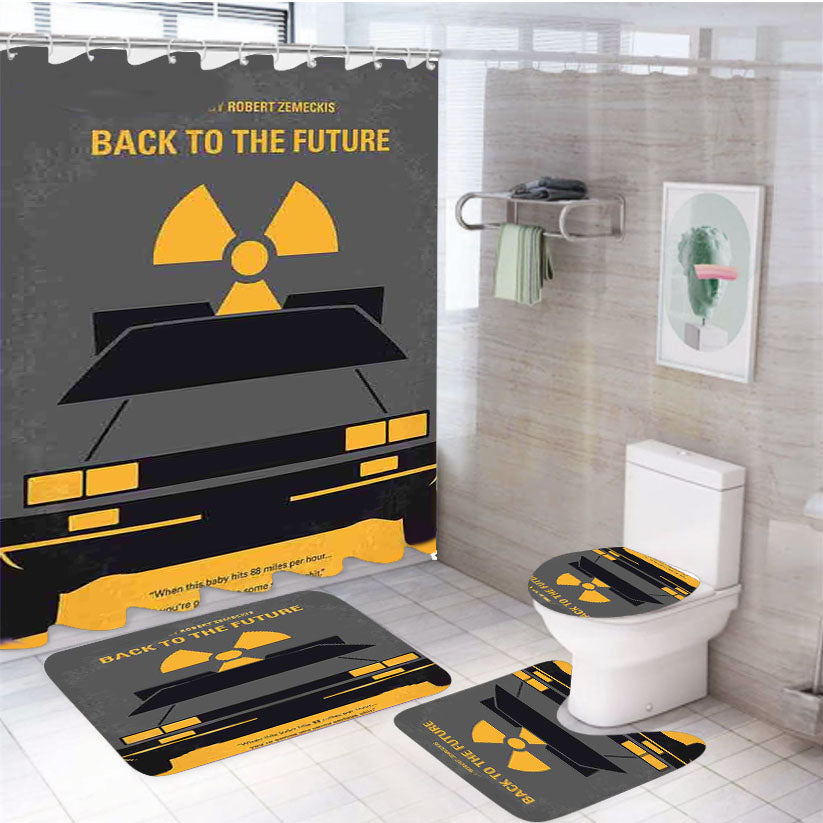 Back To The Future Minimal Movie Poster 4Pcs Bathroom Set Shower Curtain