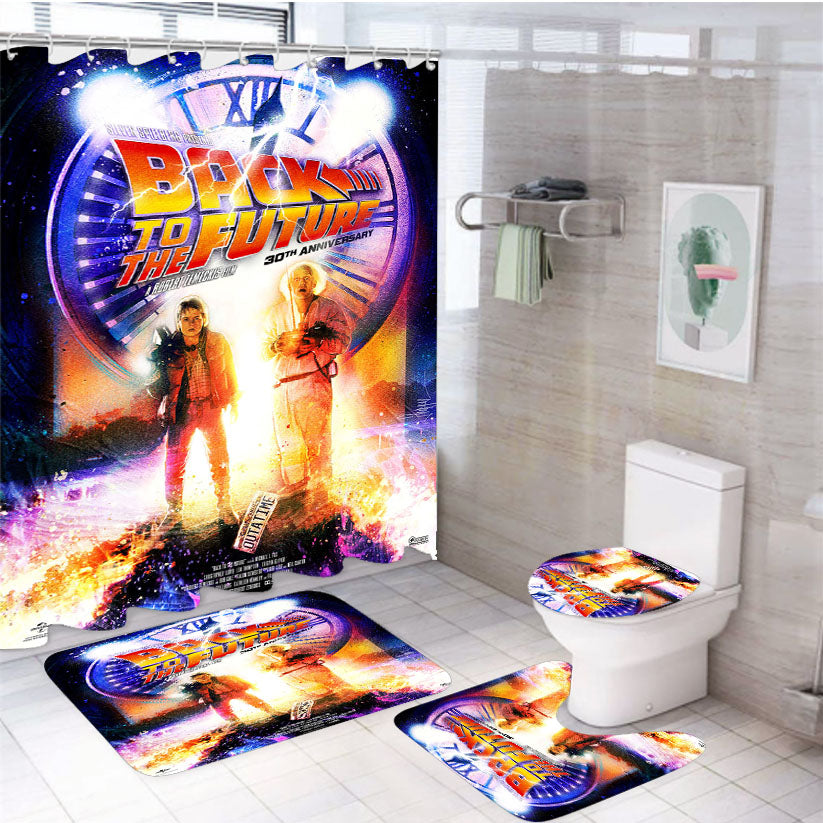 Back To The Future Movie Steven Spielberg Presents  4Pcs Bathroom Set Shower Curtain