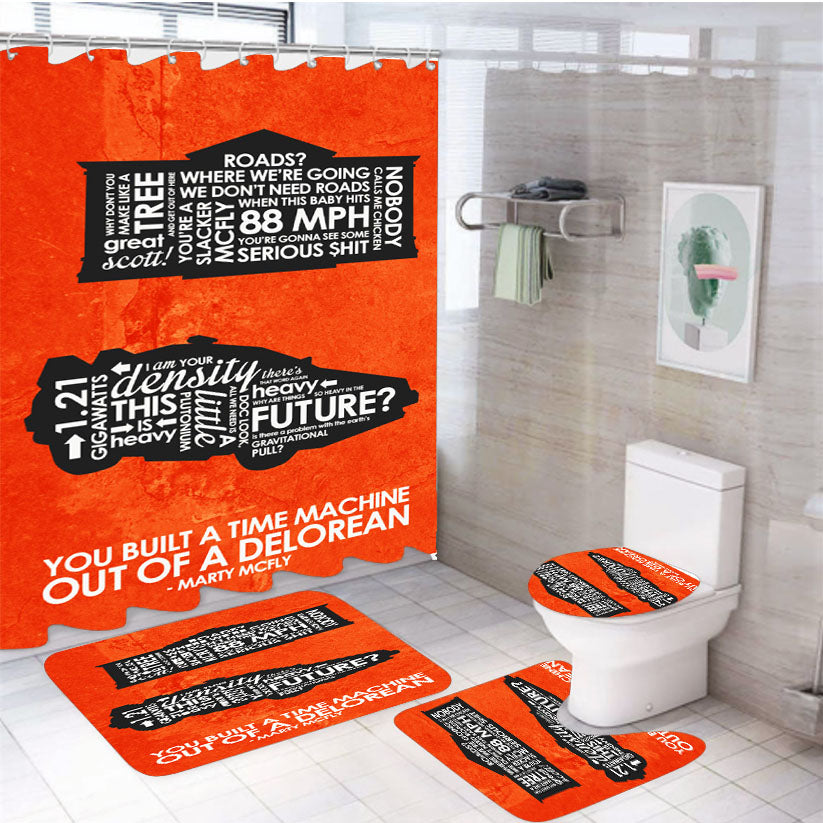 Back To The Future Quotes 4Pcs Bathroom Set Shower Curtain