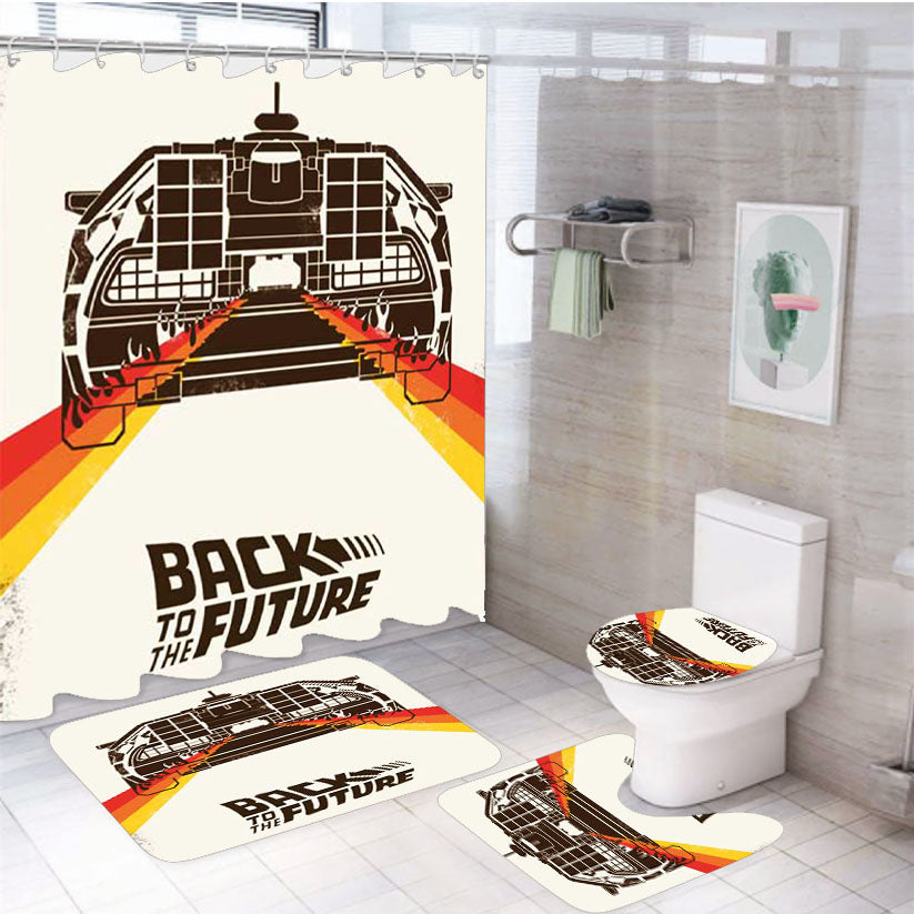 Back To The Future Vintage Poster 4Pcs Bathroom Set Shower Curtain