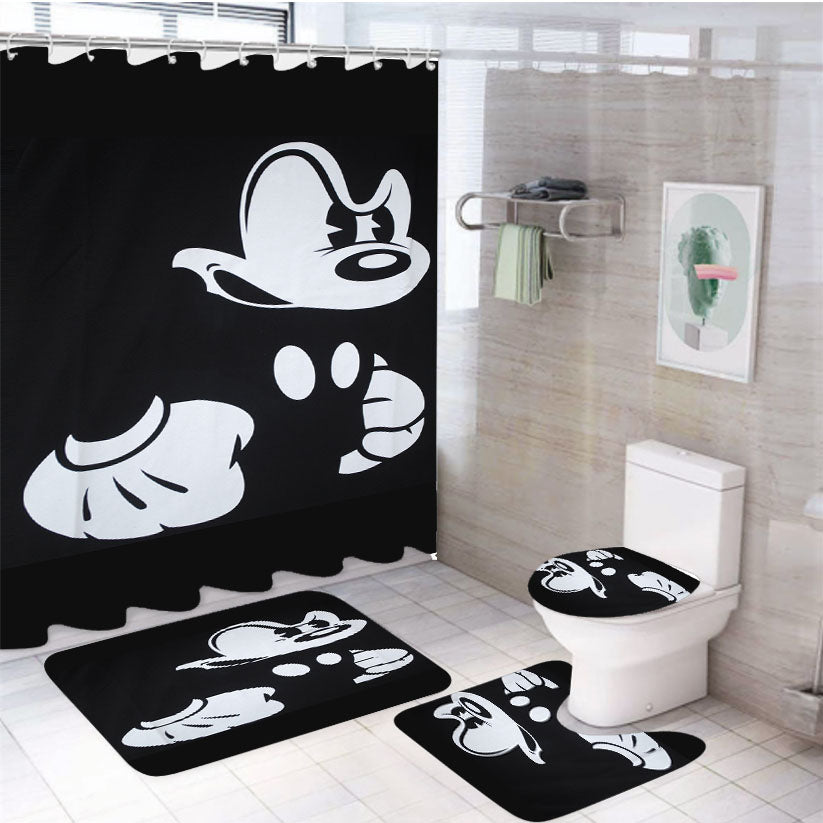 Bad Mickey Mouse Dope Pictures 4Pcs Bathroom Set Shower Curtain
