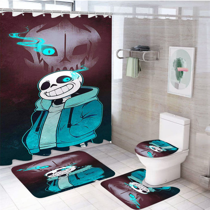 Bad Time Sans Glowing Eye Undertale  4Pcs Bathroom Set Shower Curtain