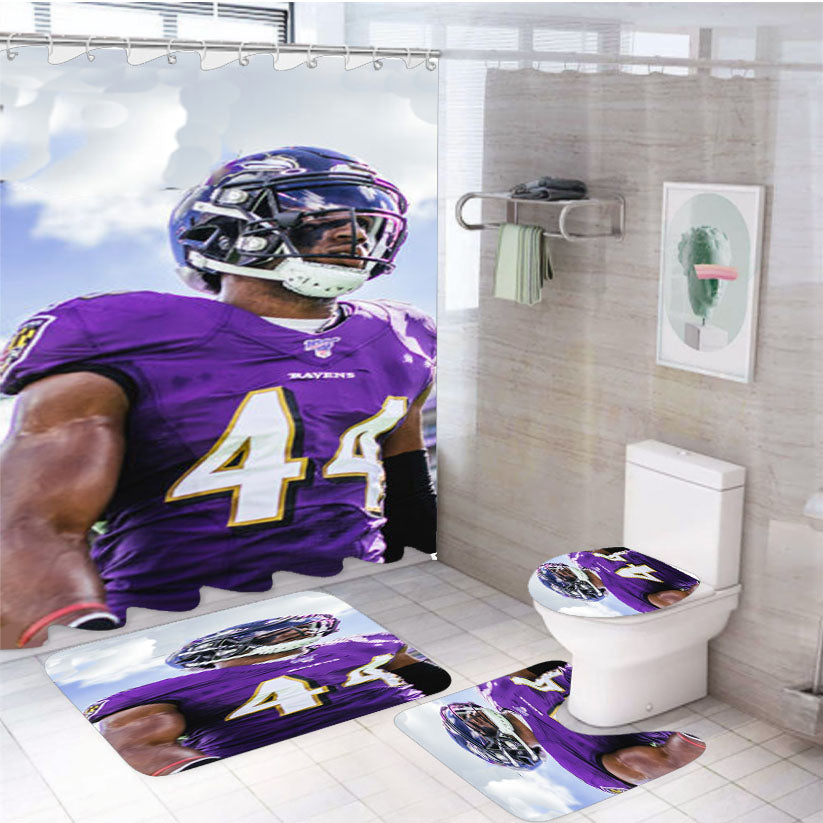 Baltimore Ravens Marlon Humphrey 4Pcs Bathroom Set Shower Curtain