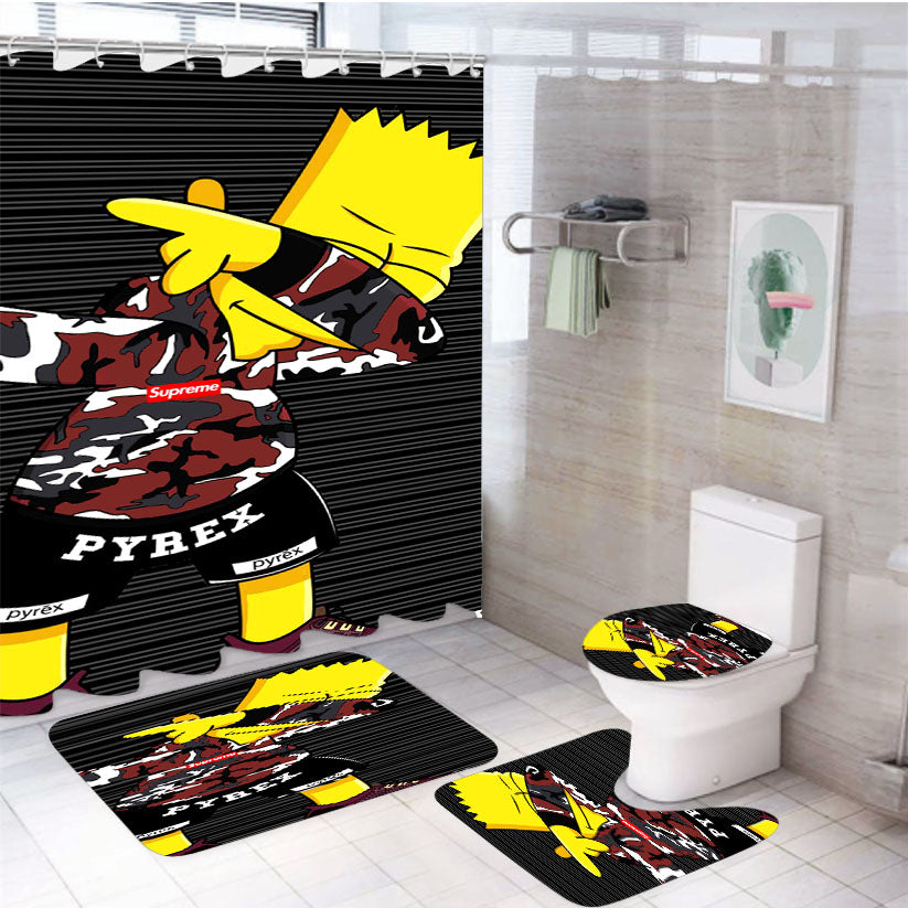 Bart Simpson Dab Supreme 4Pcs Bathroom Set Shower Curtain