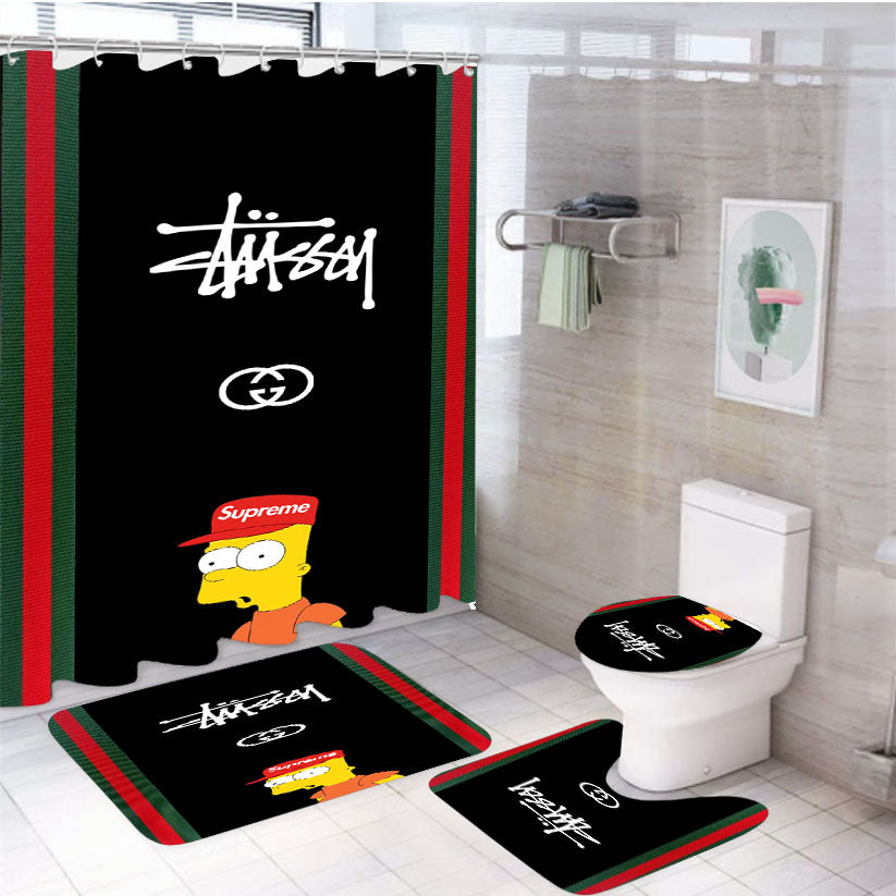 Bart Simpson Stassy Supreme 4Pcs Bathroom Set Shower Curtain
