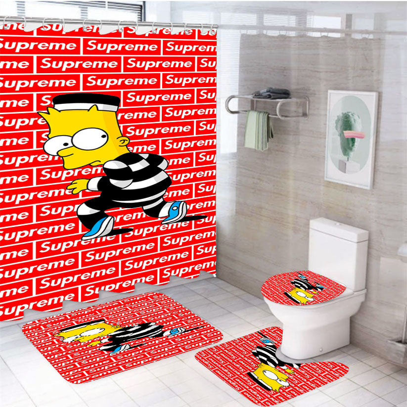 Bart Simpson Supreme 4Pcs Bathroom Set Shower Curtain