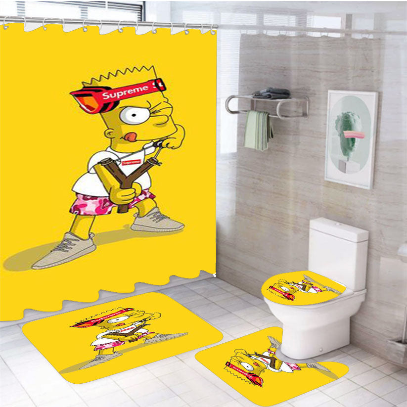 Bart Simpson Supreme Yeezy 4Pcs Bathroom Set Shower Curtain