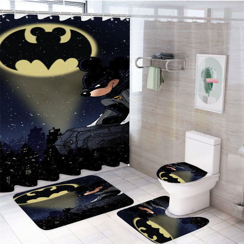 Batman Disney Mickey Mouse 4Pcs Bathroom Set Shower Curtain