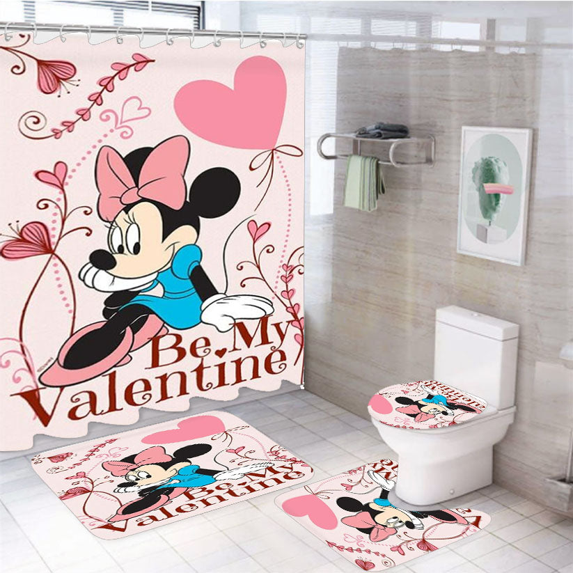 Be My Valentine Minnie 4Pcs Bathroom Set Shower Curtain