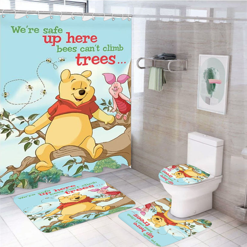 Bees In The Trees Pooh And Piglet 4Pcs Bathroom Set Shower Curtain