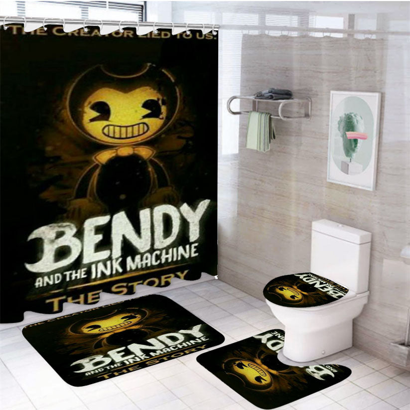 Bendy And The Ink Machine 4Pcs Bathroom Set Shower Curtain