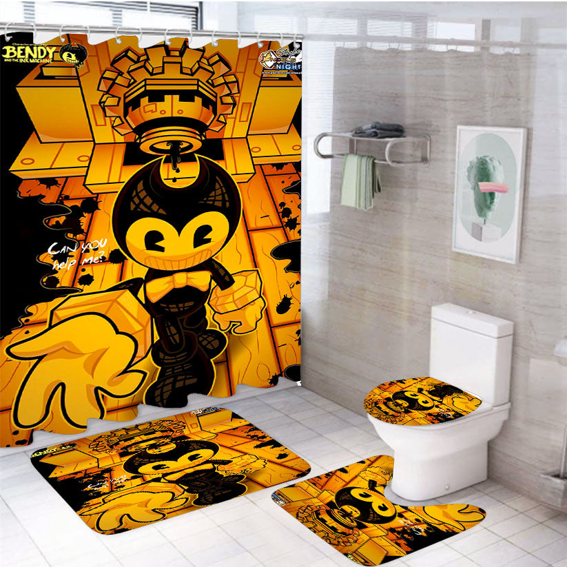 Bendy And The Ink Machine Chapter 3 4Pcs Bathroom Set Shower Curtain