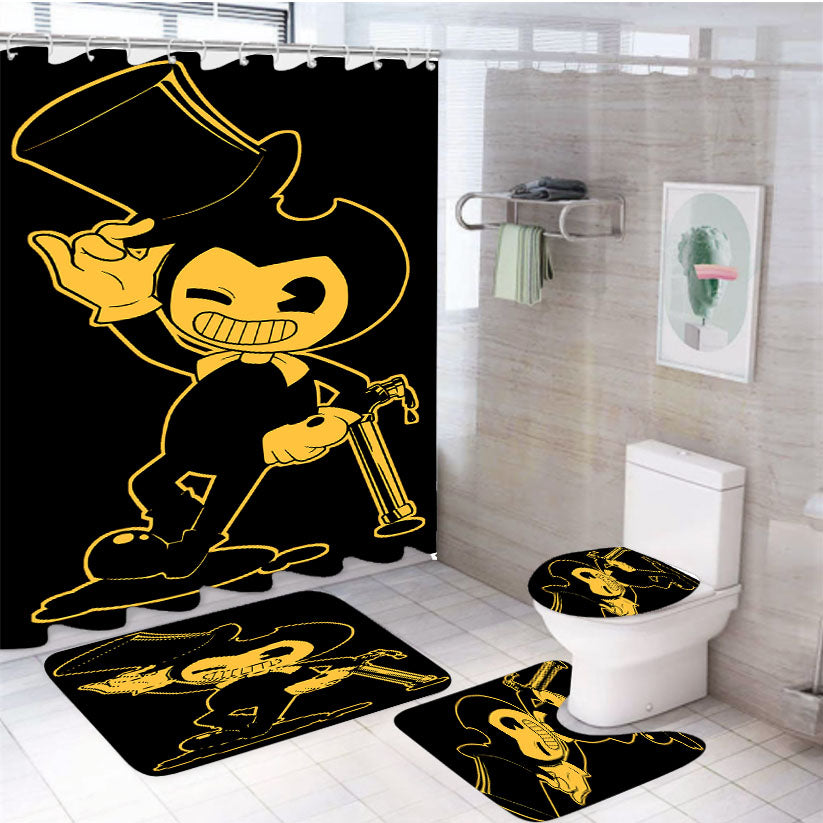 Bendy And The Ink Machine Mascot 4Pcs Bathroom Set Shower Curtain