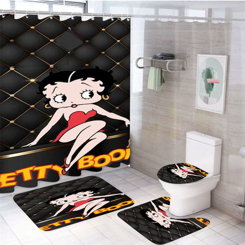 Betty Boop 4Pcs Bathroom Set Shower Curtain