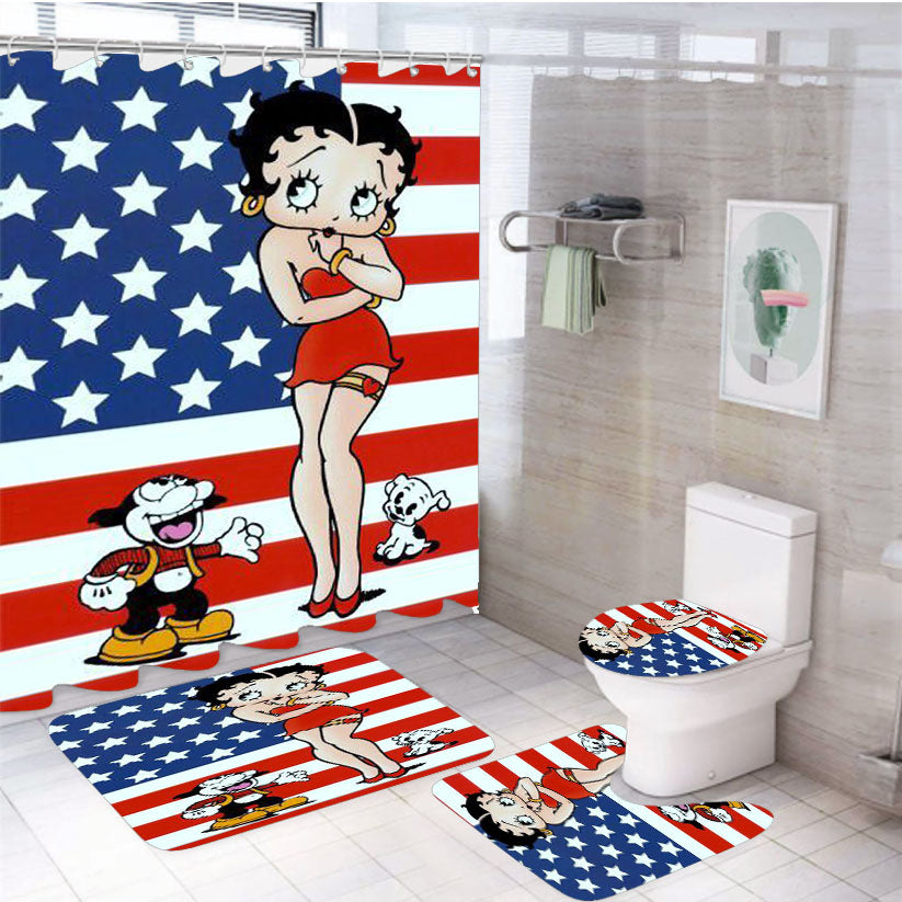 Betty Boop 2 4Pcs Bathroom Set Shower Curtain