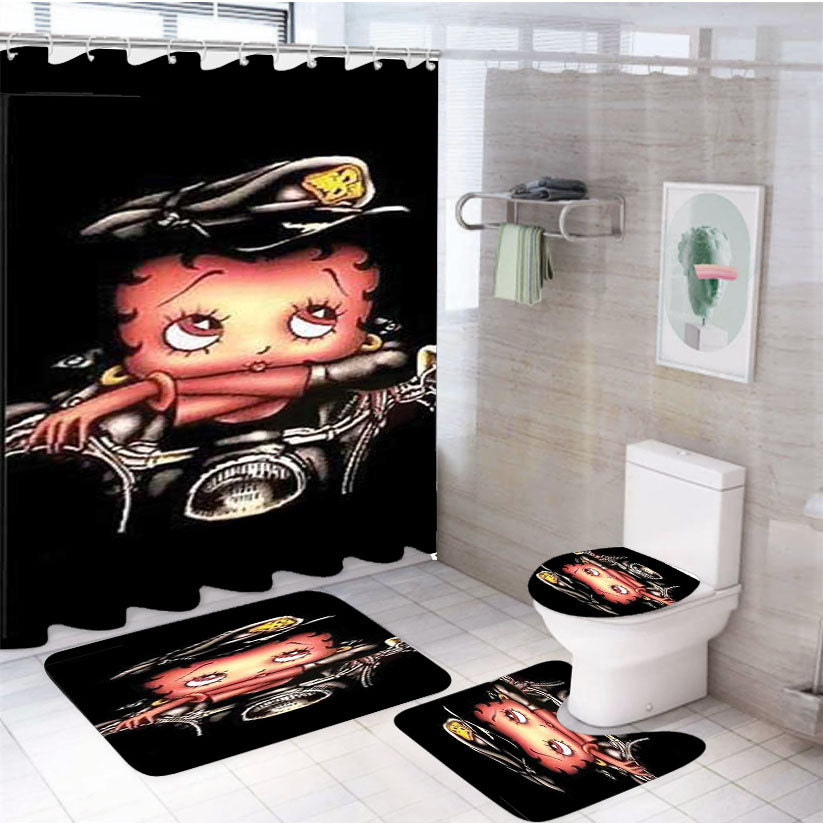 Betty Boop Biker 4Pcs Bathroom Set Shower Curtain