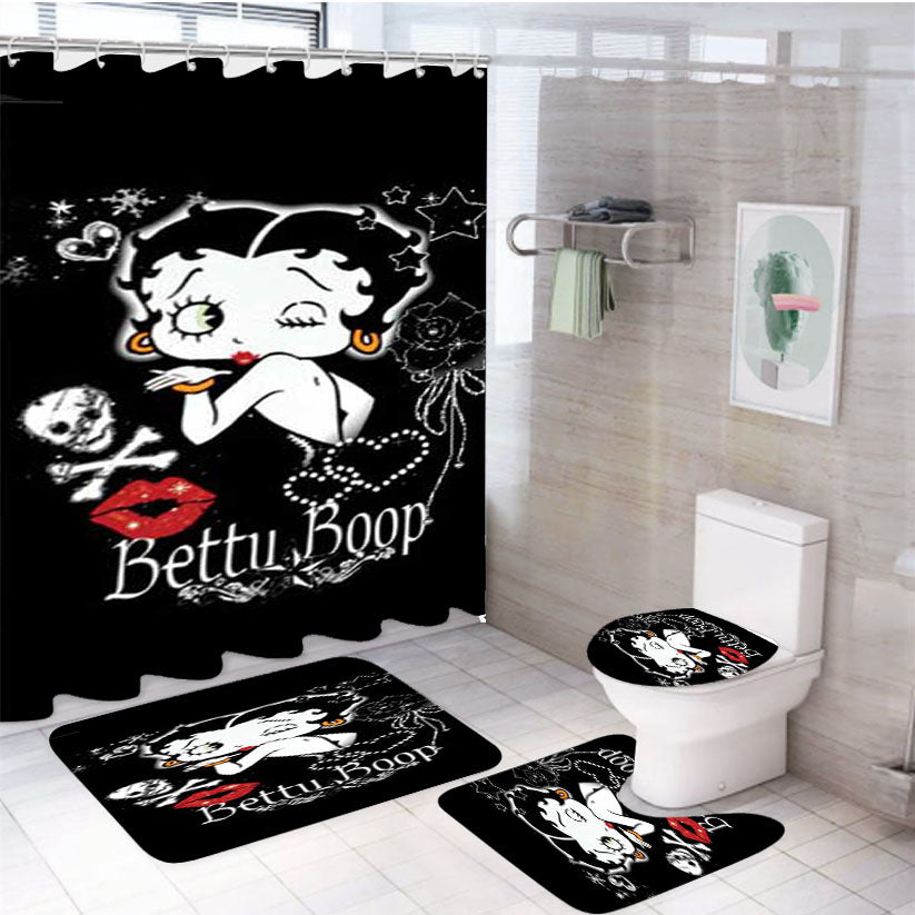 Betty Boop Lov Kiss 4Pcs Bathroom Set Shower Curtain