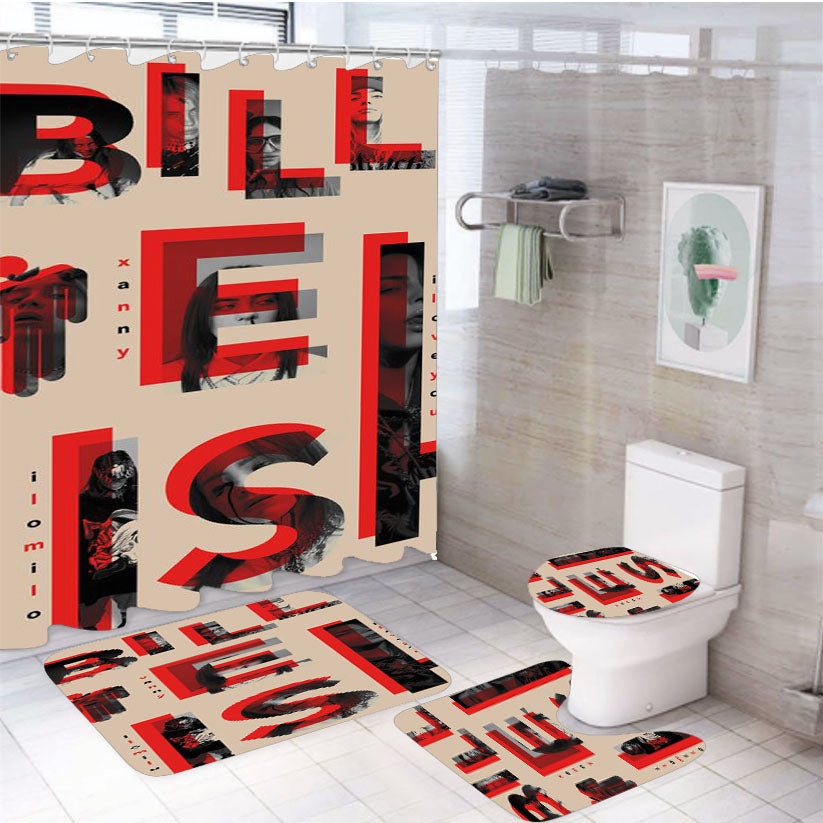 Billie Eilish Pattern 4Pcs Bathroom Set Shower Curtain