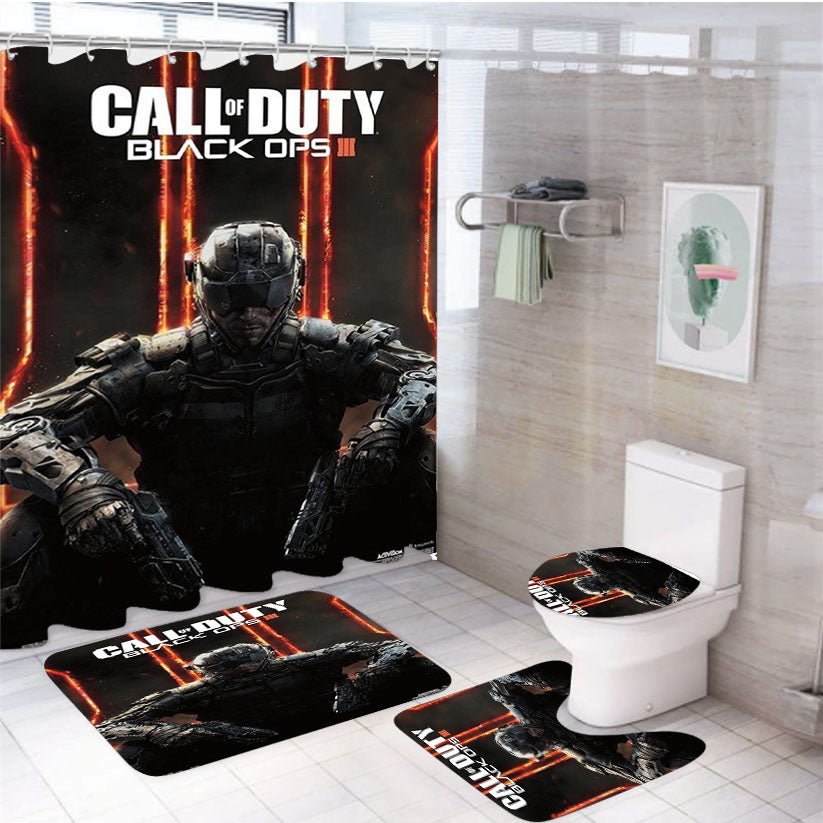 Black Ops Call Of Duty 4Pcs Bathroom Set Shower Curtain