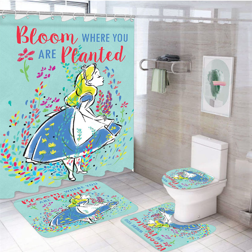Bloom Where You Are Planted 4Pcs Bathroom Set Shower Curtain