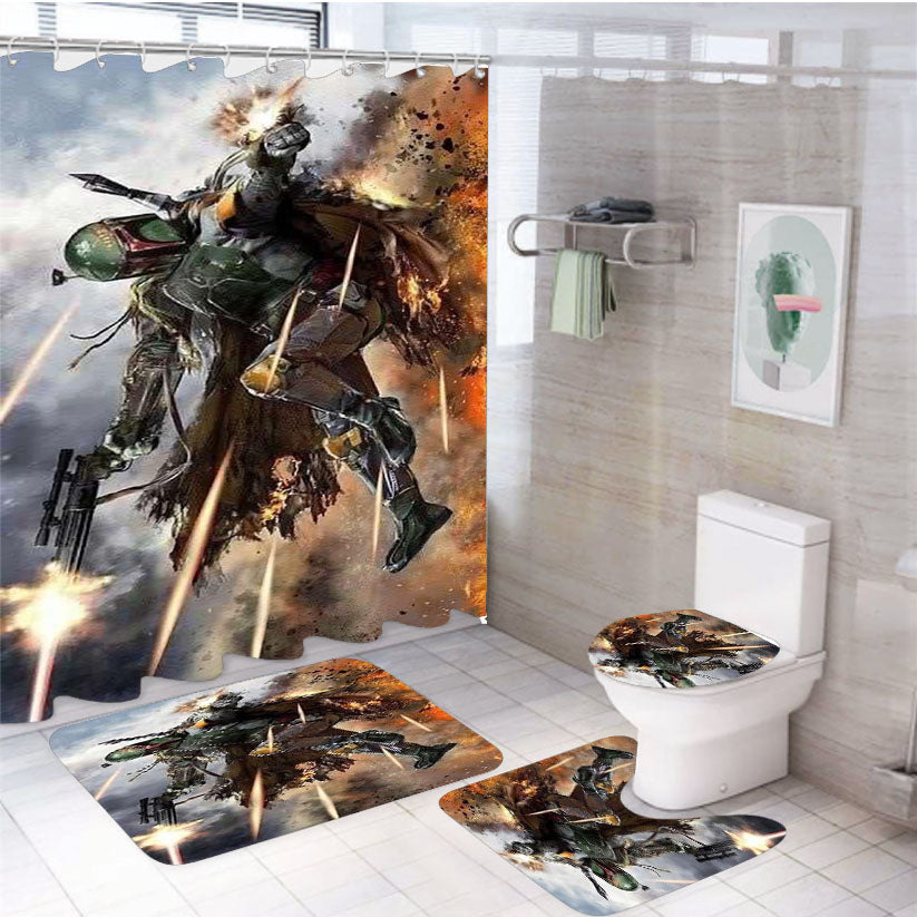 Boba Fett Star Wars Weapon 4Pcs Bathroom Set Shower Curtain