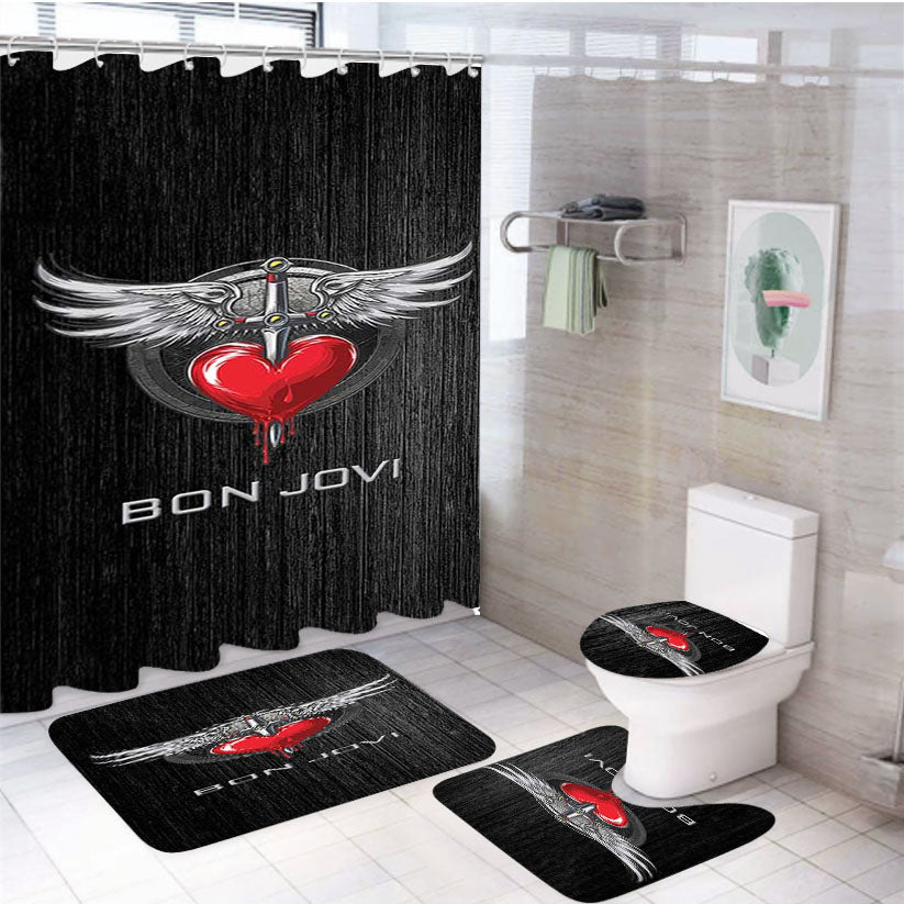 Bon Jovi 4Pcs Bathroom Set Shower Curtain