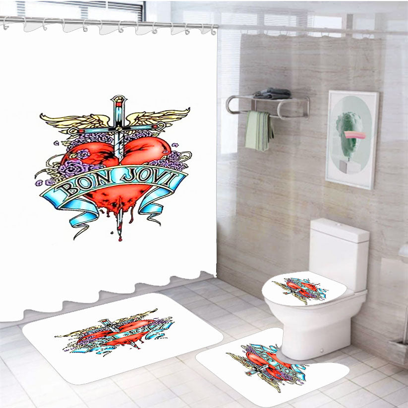 Bon Jovi Logo 4Pcs Bathroom Set Shower Curtain