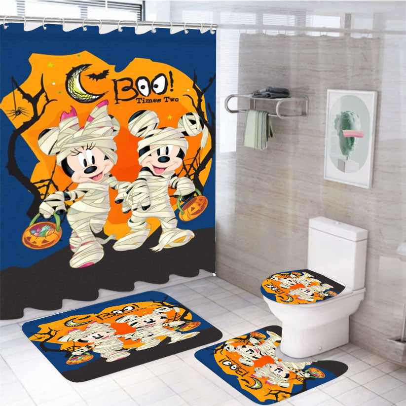 Boo Times Two 4Pcs Bathroom Set Shower Curtain