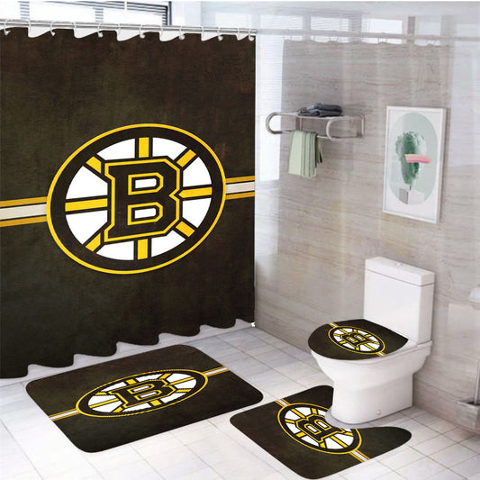 Boston Bruins Nhl 4Pcs Bathroom Set Shower Curtain