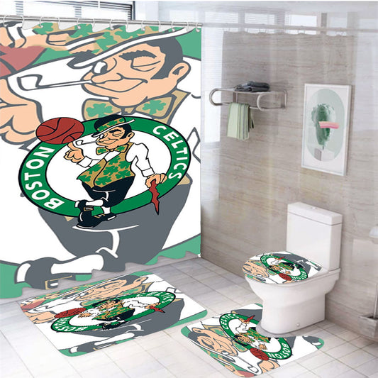 Boston Celtics Case 4Pcs Bathroom Set Shower Curtain