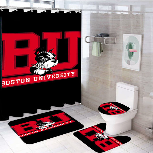 Boston University 4Pcs Bathroom Set Shower Curtain