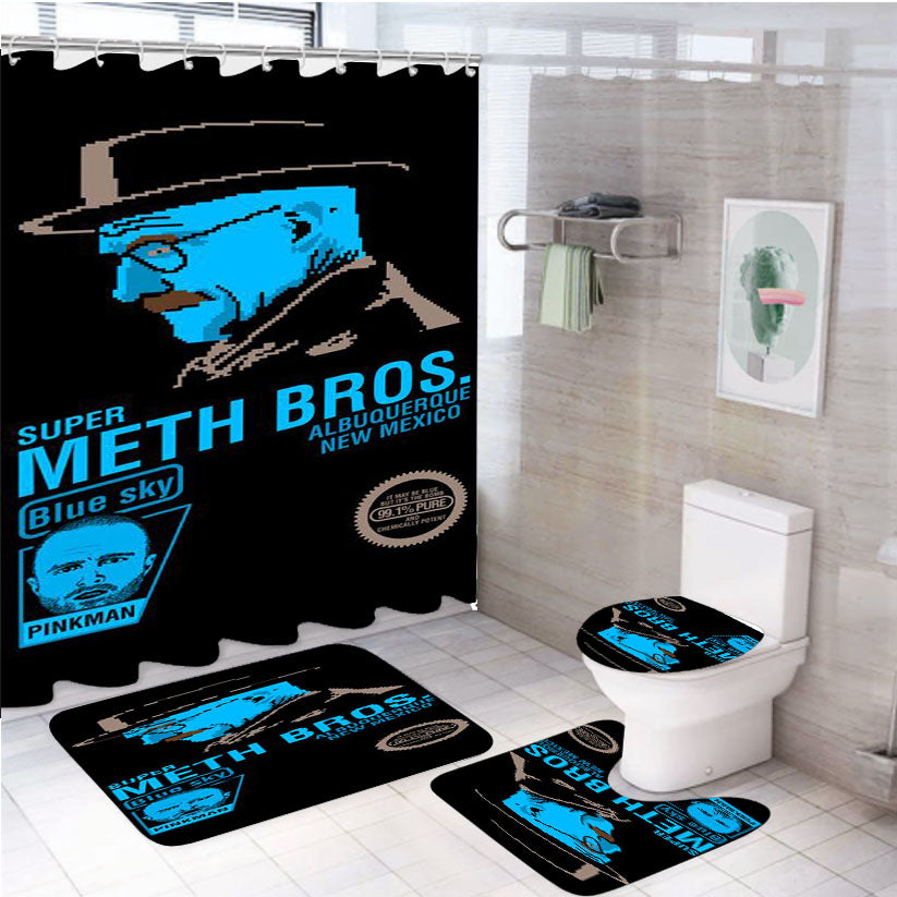 Breaking Bad Meth Bros Illustration 4Pcs Bathroom Set Shower Curtain