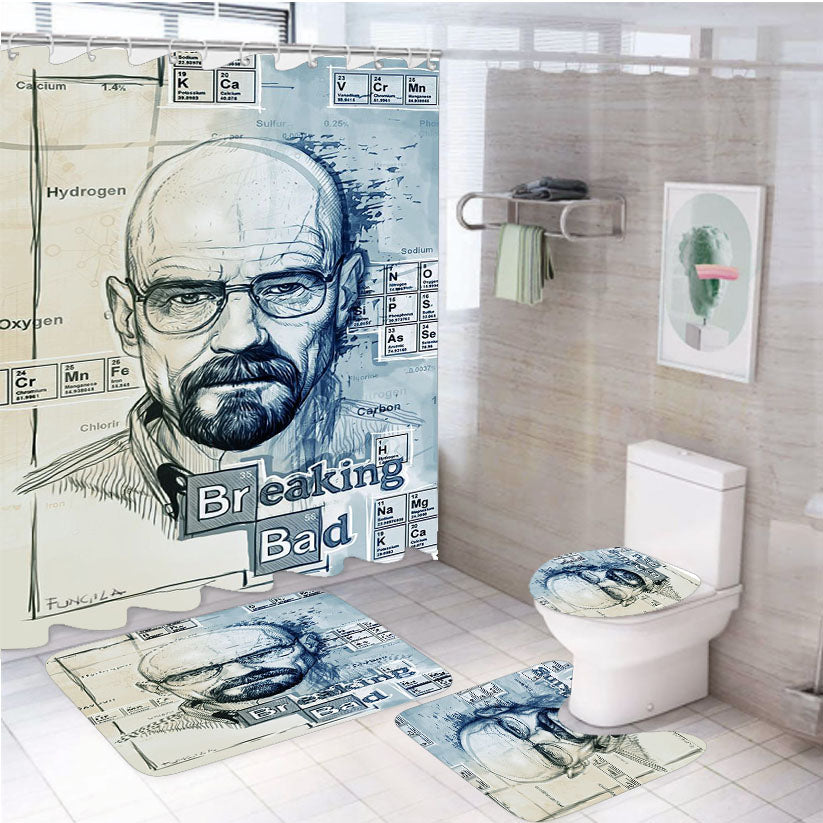 Breaking Bad Mr White Drawing 4Pcs Bathroom Set Shower Curtain