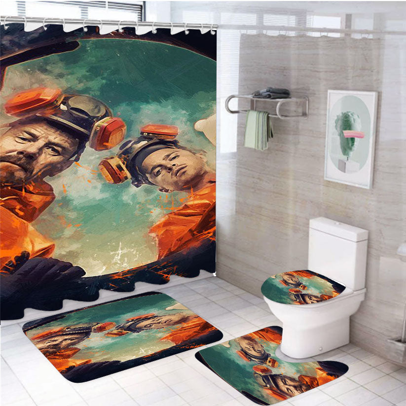 Breaking Bad Pinkman And Walter White Poster Style 4Pcs Bathroom Set Shower Curtain