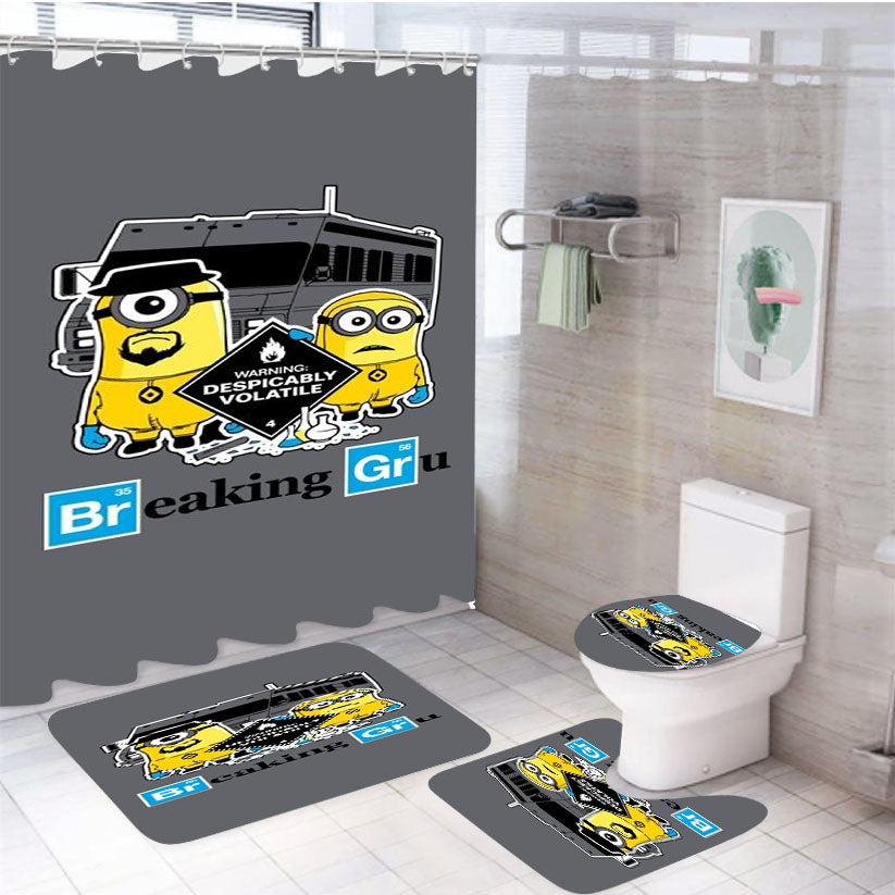 Breakinggru 4Pcs Bathroom Set Shower Curtain