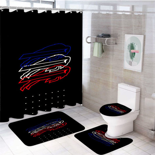 Buffalo Bills Logo 77 4Pcs Bathroom Set Shower Curtain