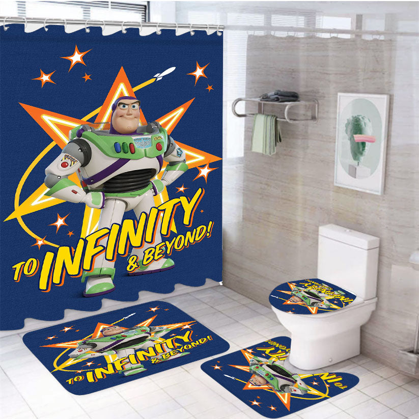 Buzz Lightyear Infinity & Beyond 4Pcs Bathroom Set Shower Curtain