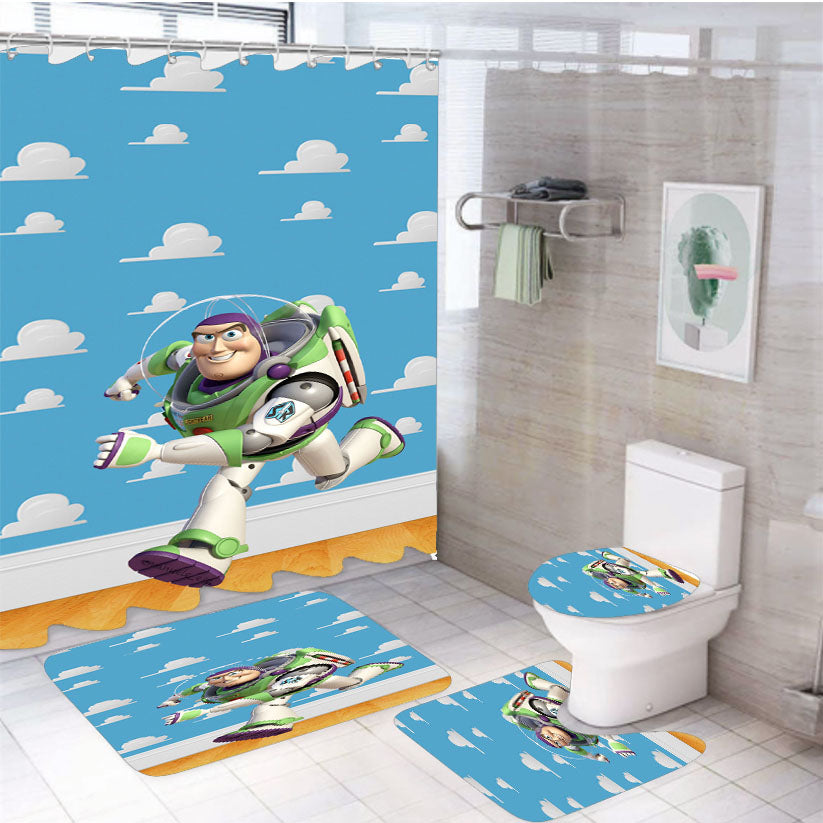 Buzz Lightyear Toy Story  4Pcs Bathroom Set Shower Curtain