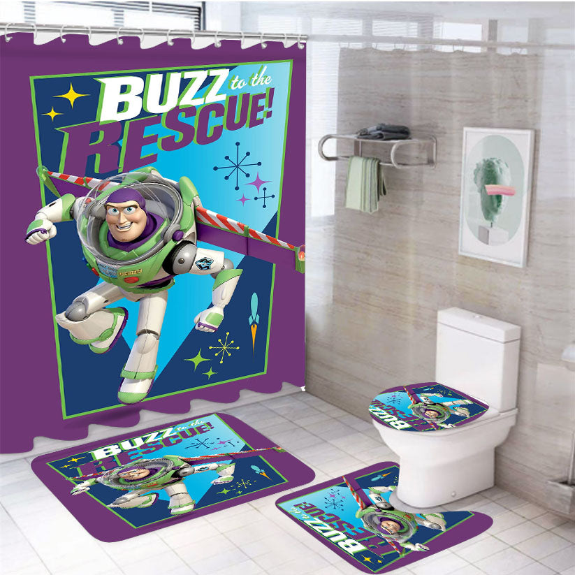 Buzz To The Rescue 4Pcs Bathroom Set Shower Curtain