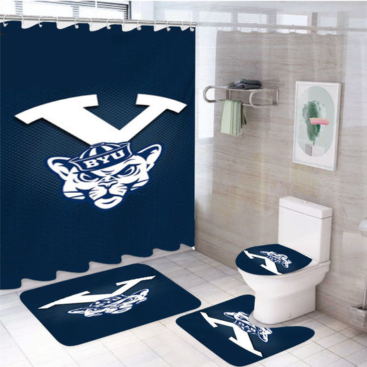 Byu Cougars Logo 4Pcs Bathroom Set Shower Curtain