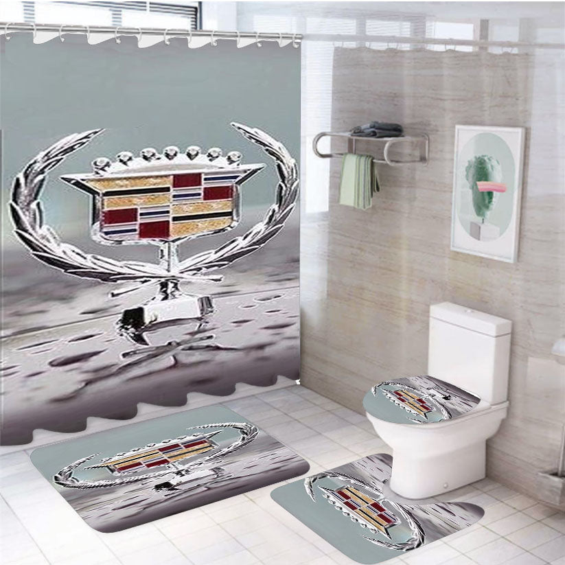 Cadillac Emblem Car 4Pcs Bathroom Set Shower Curtain