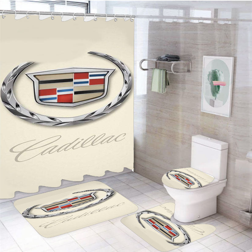 Cadillac Logo Cadillac 4Pcs Bathroom Set Shower Curtain