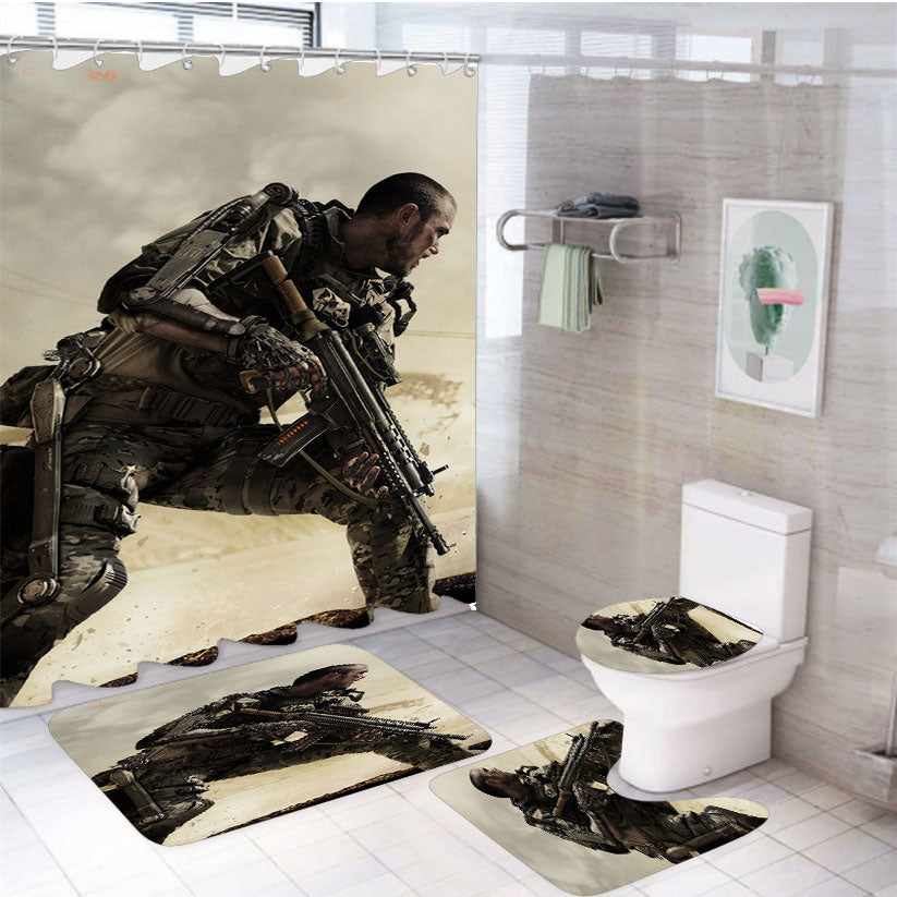 Call Of Duty Advanced Warfare 4Pcs Bathroom Set Shower Curtain