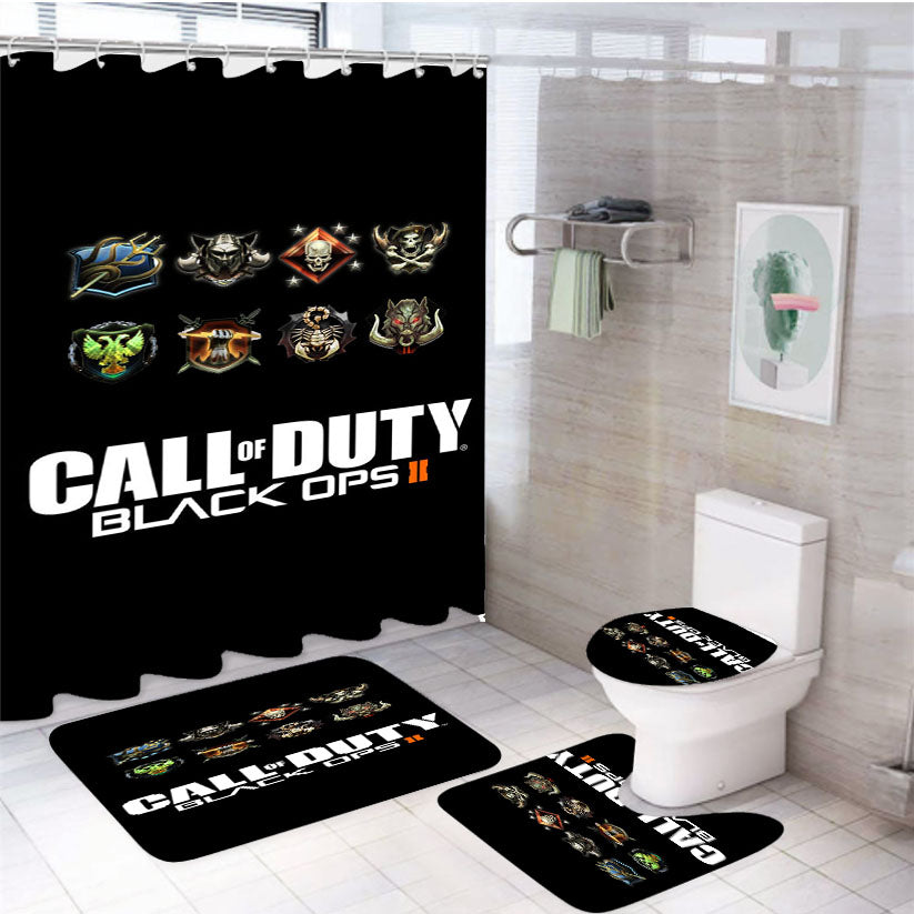 Call Of Duty Black Ops Ii Icons 4Pcs Bathroom Set Shower Curtain