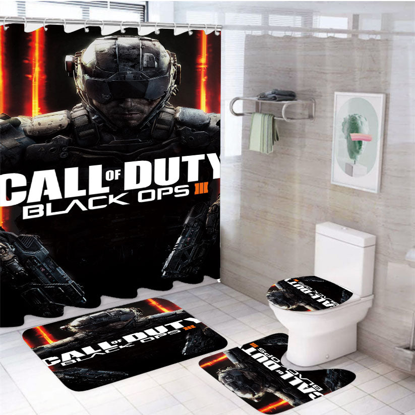 Call Of Duty Black Ops Iii 4Pcs Bathroom Set Shower Curtain