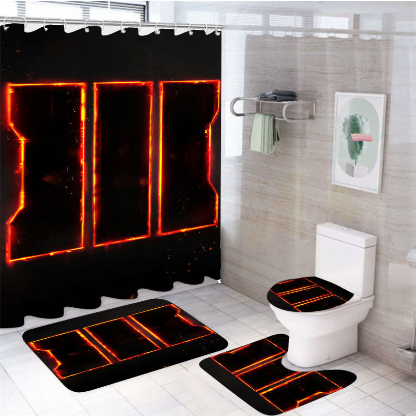 Call Of Duty Black Ops Logo 4Pcs Bathroom Set Shower Curtain