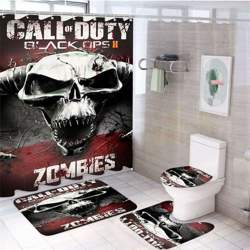 Call Of Duty Black Ops Zombie 4Pcs Bathroom Set Shower Curtain