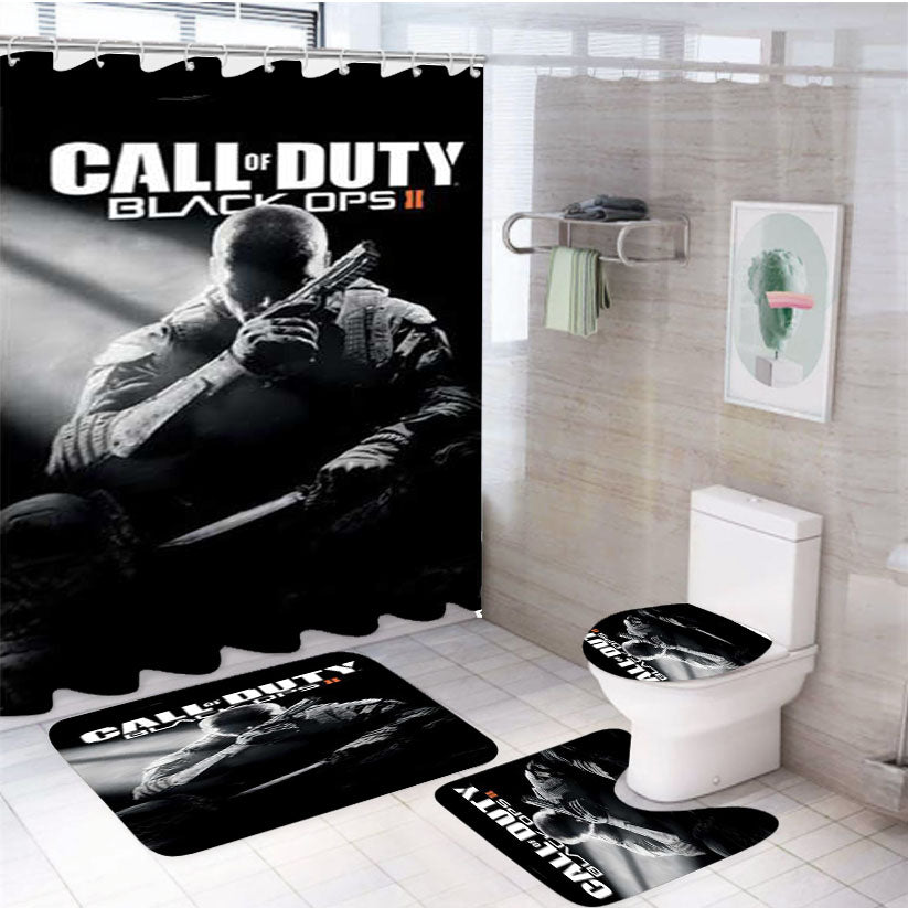 Call Of Duty Crouch No Tag 4Pcs Bathroom Set Shower Curtain